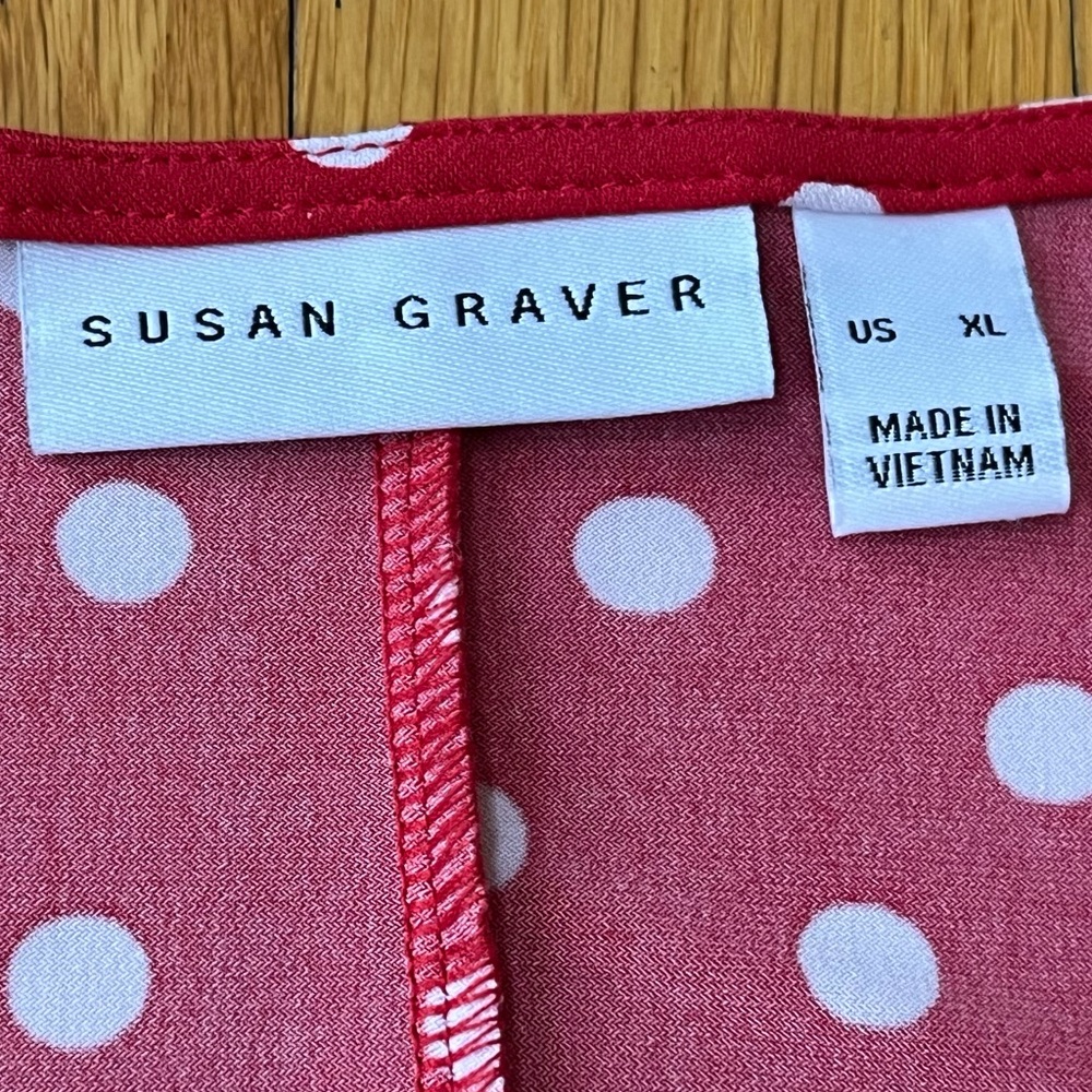 Susan Graver Red White Polka Dot short sleeve comfy stretch swing Dress size XL - Picture 5 of 7